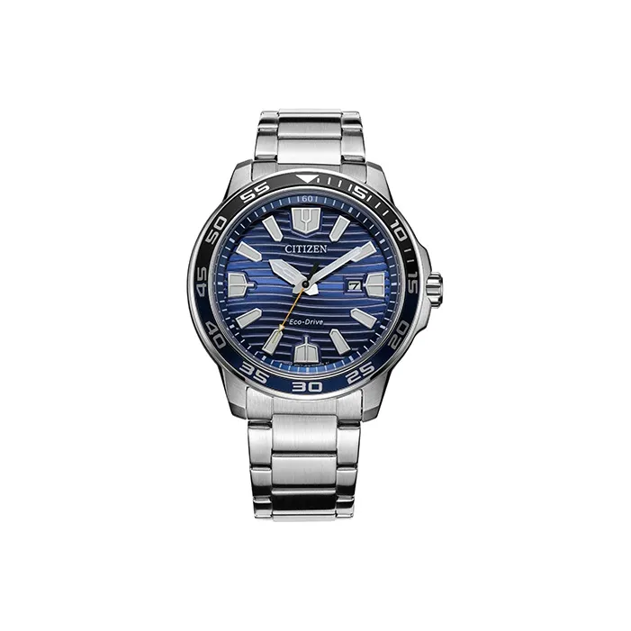 CITIZEN Светильник Кварцевый механизм Мужские часы Eco Drive Series 45 мм Синий