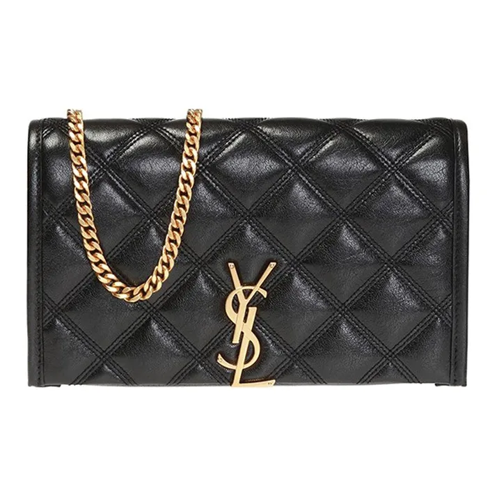 SAINT LAURENT Lambskin Wallet, Crossbody Bag, Shoulder Bag Women's Black