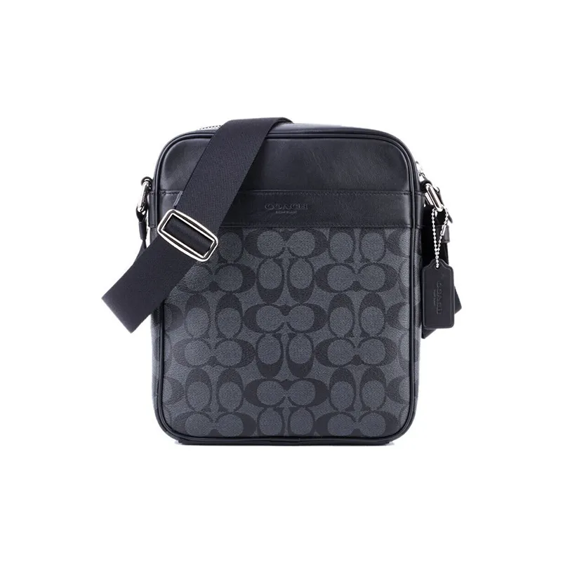 COACH Charles PVC Crossbody Handbag, Shoulder Bag Men's Black Gray