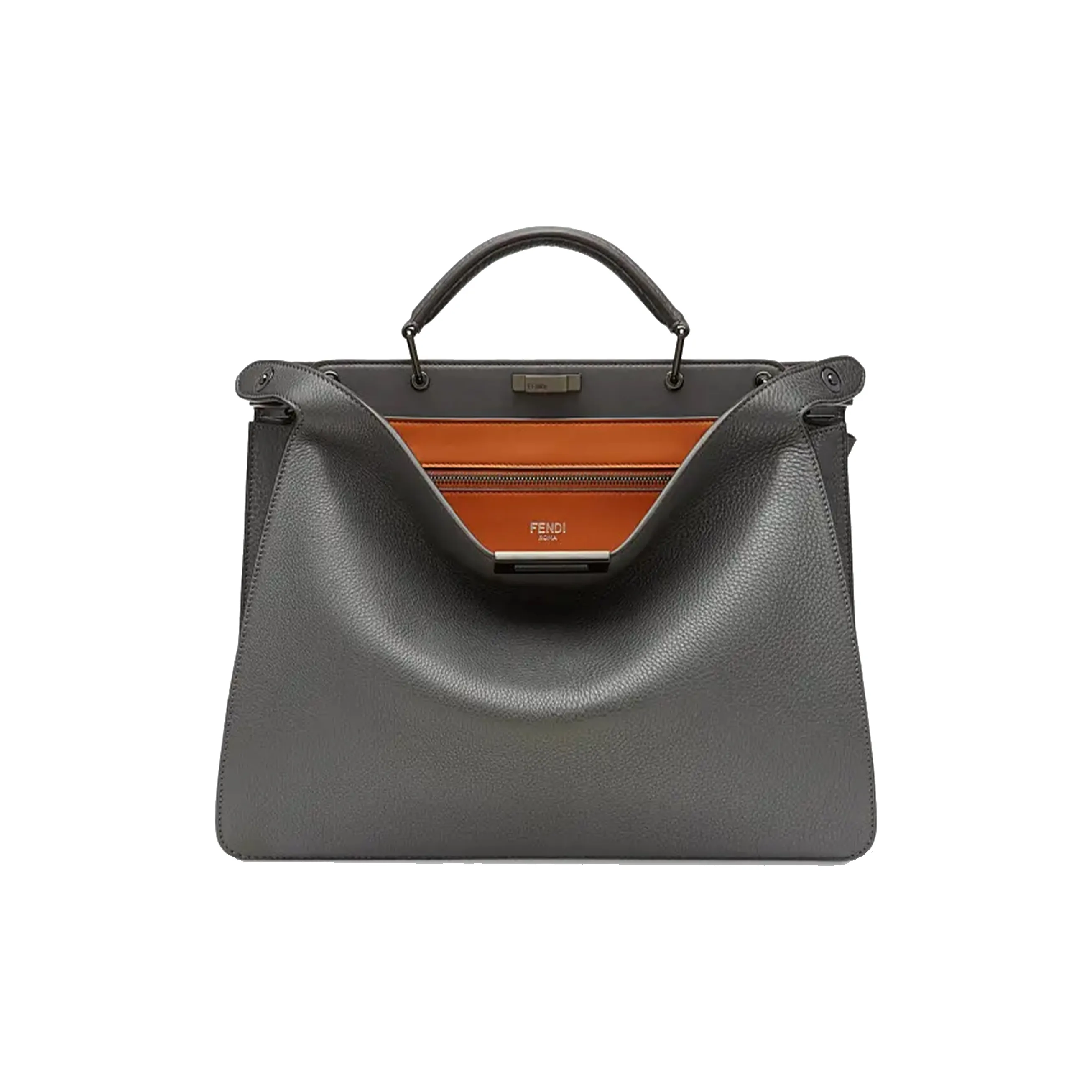 FENDI Peekaboo ISeeU Leather Tote Bag, Shopping Bag, Shoulder Bag, Crossbody Bag, Handbag Men's Gray