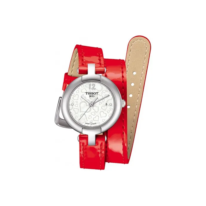 TISSOT Pink Collection Кварцевый механизм Женские часы 28 мм Белый циферблат Корпус из нержавеющей стали Кожаный ремешок