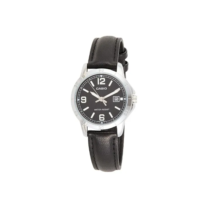 CASIO Standard Series Кварцевый механизм часы с натуральной кожей ремешок женские часы черный циферблат