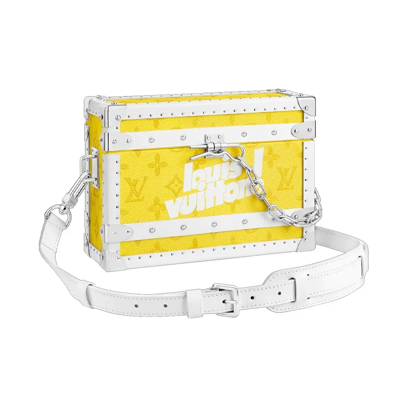 LOUIS VUITTON Canvas With Leather Small Hard Case Handheld Crossbody Bag Unisex Yellow