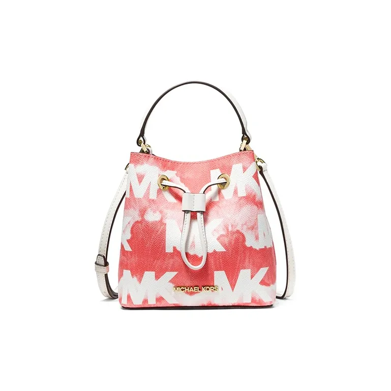 MICHAEL KORS Suri Canvas Bucket Bag, Handbag, Shoulder Bag, Crossbody Bag Trumpets Women's Watermelon Red