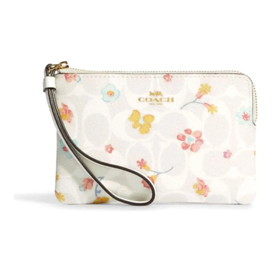 COACH Corner Zip PVC Кошелек Карман для монет Клатч Обычный Женский Мел Белый