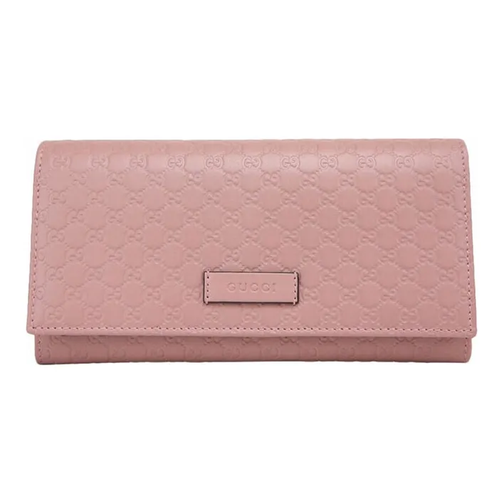 GUCCI Cow Leather Wallet Women's Pink Candy Color