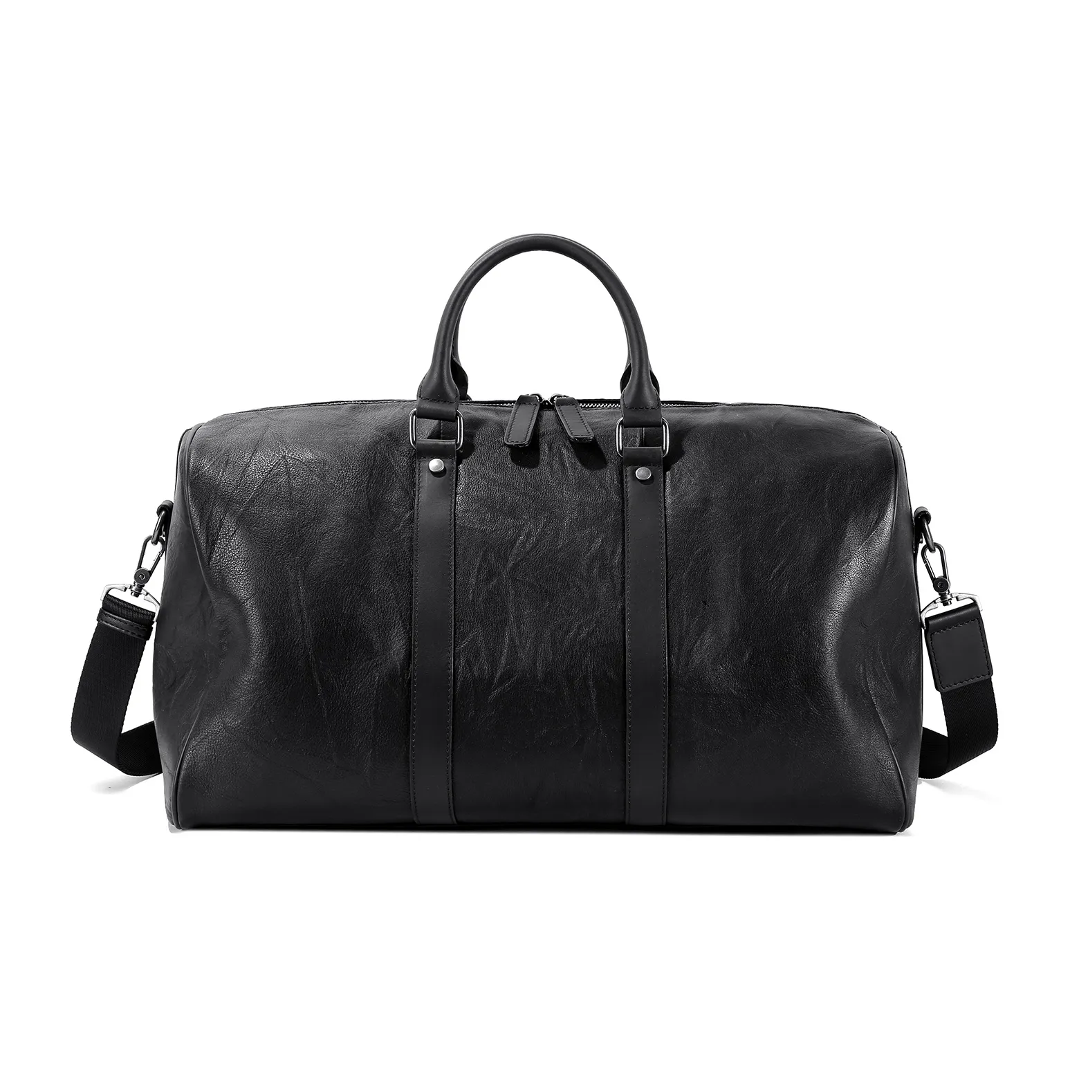 Ace Paul Top Grain Cow Leather Travel Bag Crossbody Handbag Large Size Men's Black/Brown