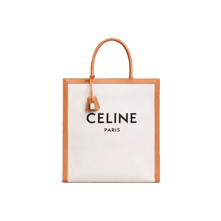 CELINE Cabas Canvas With Calfskin Canvas Bag Tote Bag Shopping Bag Trunk Bag Handbag Unisex Original & Tawny
