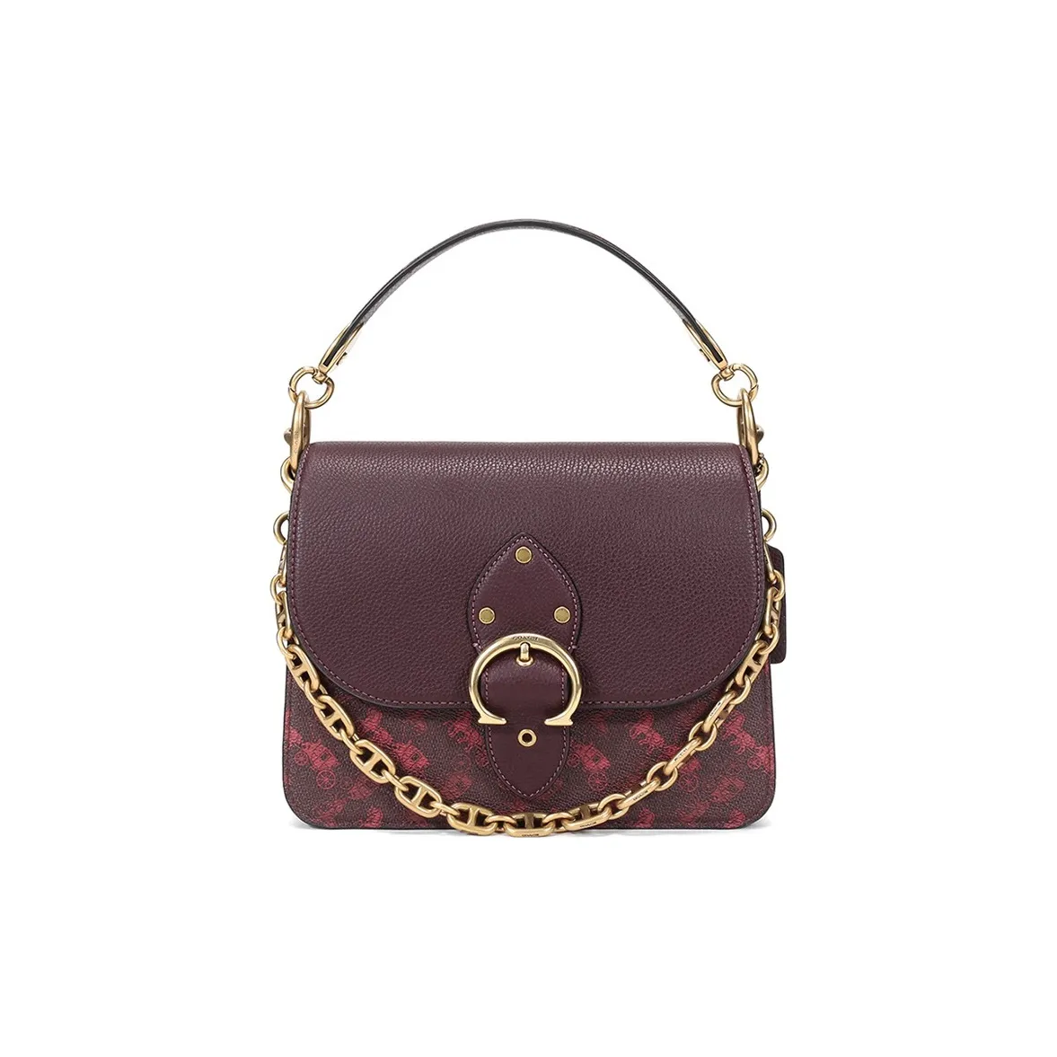 COACH Beat с кожаными вставками цепочка квадратная сумка одно плечо ручная сумка сумка через плечо маленькая женская клюква цвет