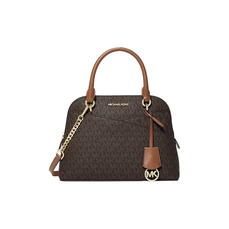 MICHAEL KORS Jet Set Холст и Кожаная Сумка-Купол Сумка через плечо Сумка среднего размера Женская Темно-Коричневая