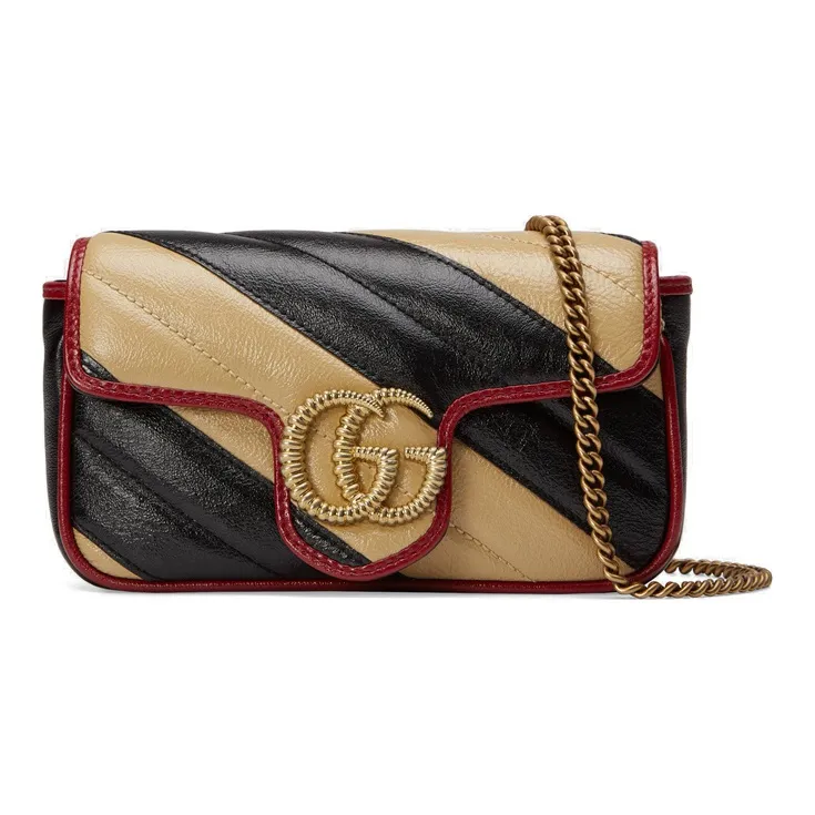GUCCI GG Marmont Leather Crossbody Bag, Shoulder Bag Women's Black Brown Multicolor