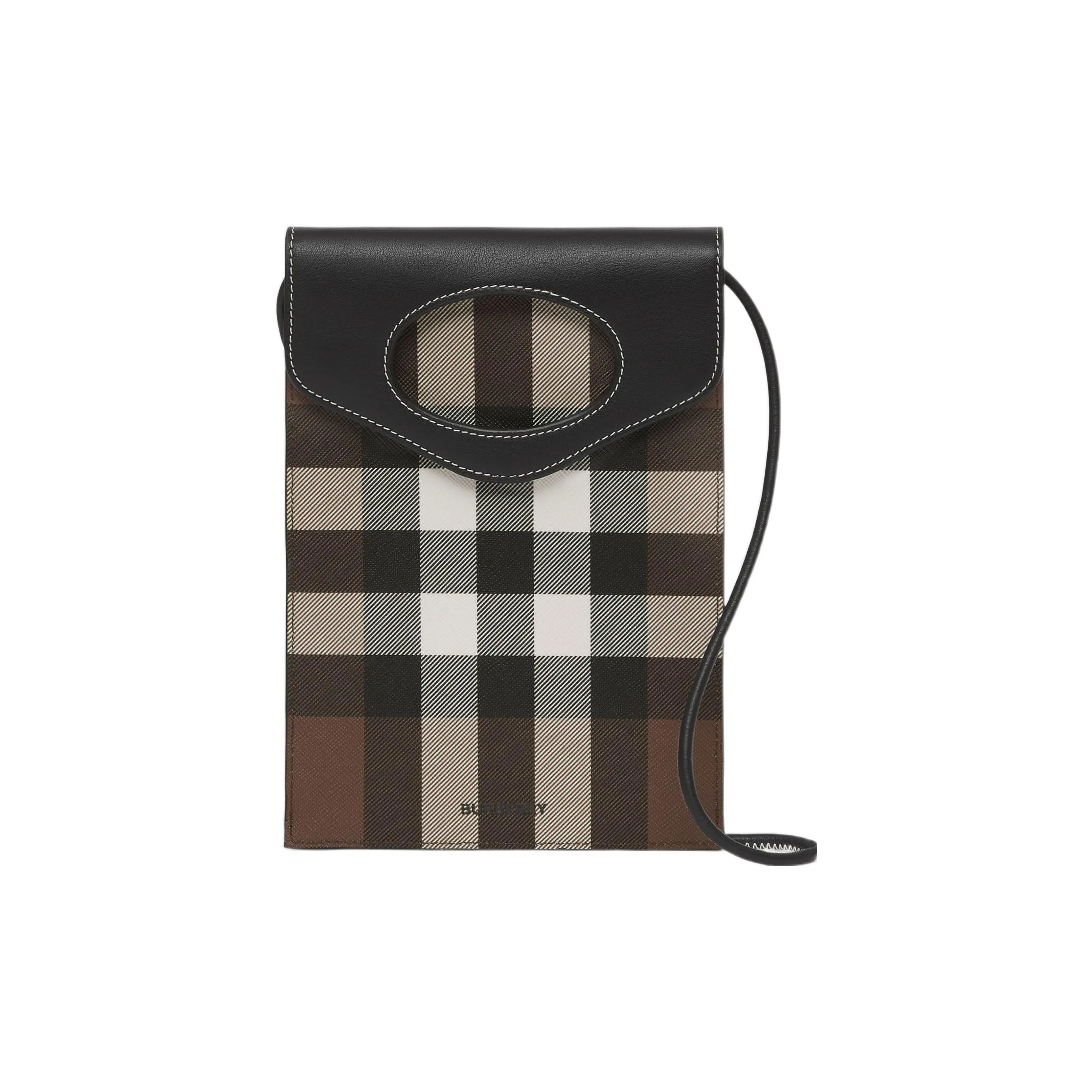 Burberry Leather One Shoulder Crossbody Cell Phone T-shirt Men's Dark Birch Brown
