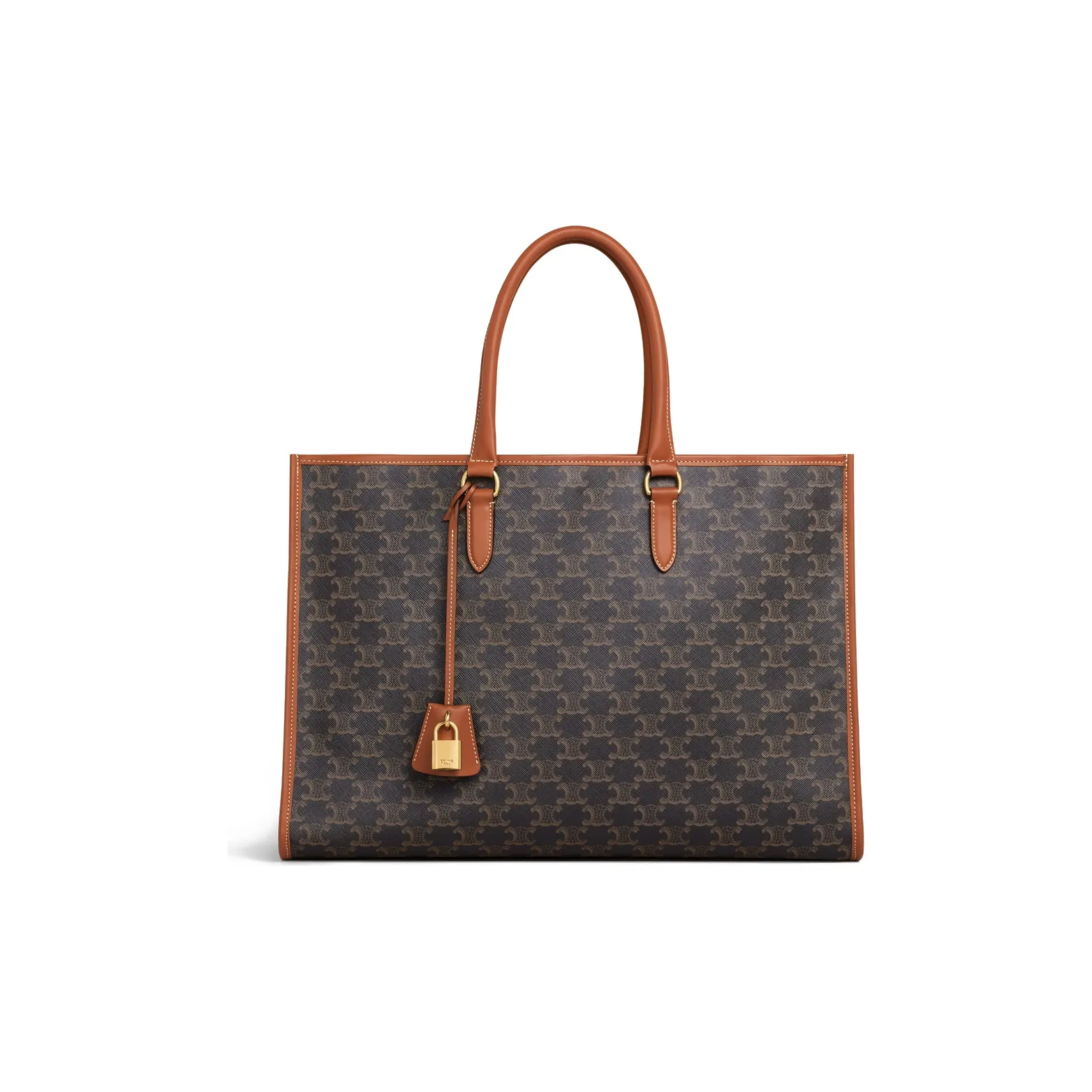 CELINE TriompheCabas Canvas With Leather Tote Bag, Shopping Bag, Shoulder Bag, Handbag Small Size Women's Tawny