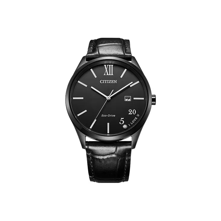 CITIZEN Ecology Drive Collection Солнечный Механизм Кожаный ремешок Часы 41 мм Мужские часы Черный циферблат BM7357 10E