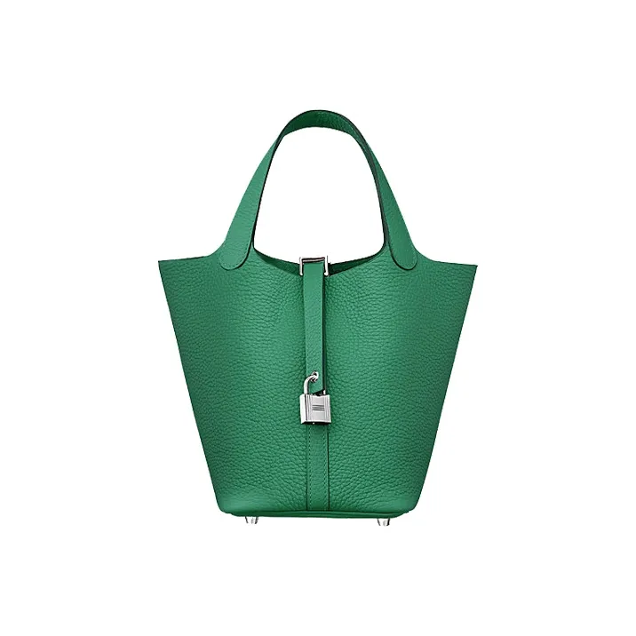 HERMES Picotin Clemence Bullock Leather Basket Bag Handbag Bucket Bag Women's U4 Vert Vertigo Grass Green