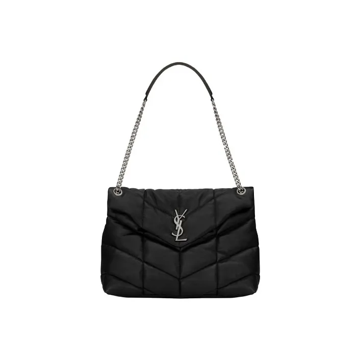 SAINT LAURENT LOULOUPUFFER Sheepskin Cloud Bag Pillow Bag Crossbody Bag Shoulder Bag Women's Black