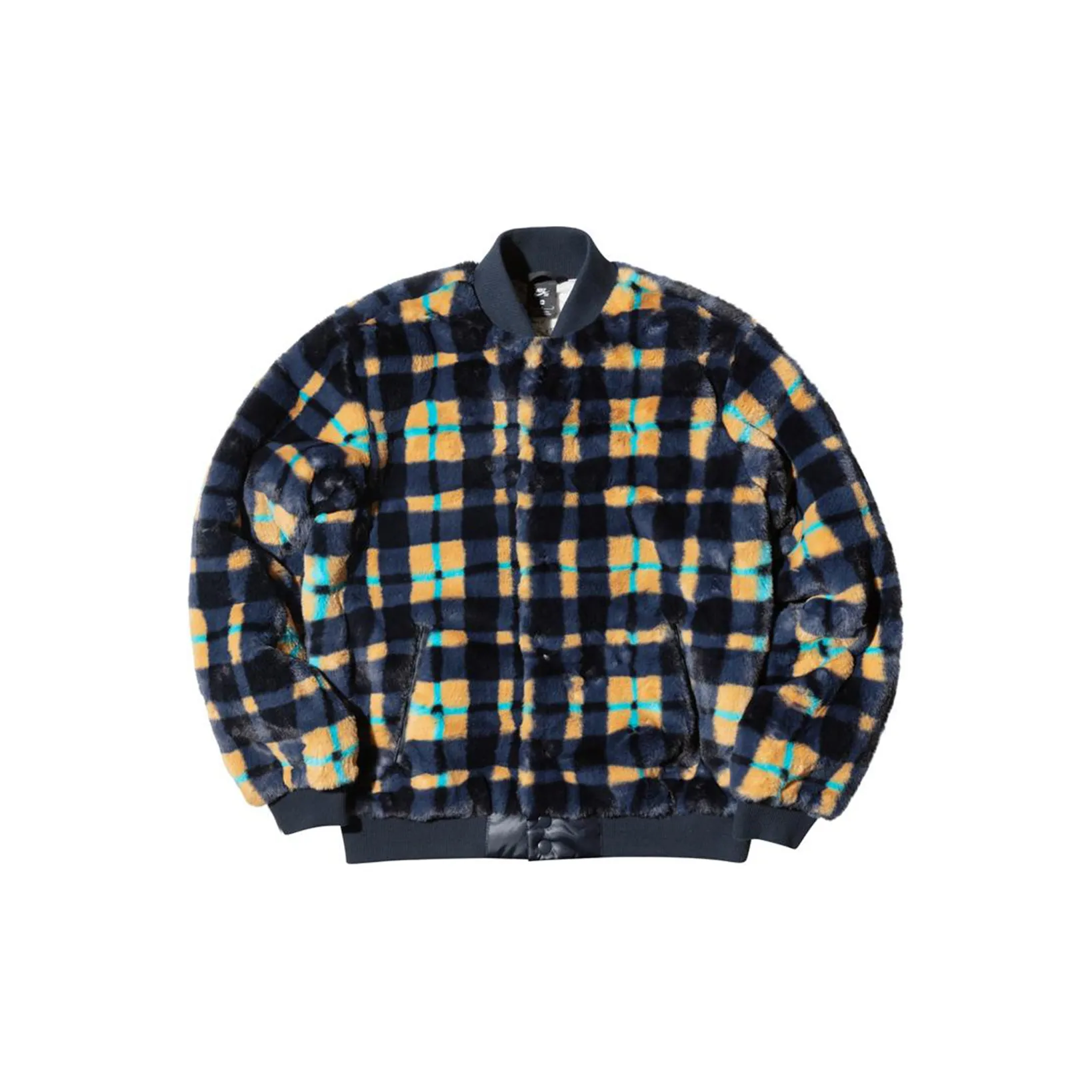 Nike SB Dunk High X Concepts Crossover Skateboard Sports Plush Plaid Jacket Asia Edition Colorblock Yellow