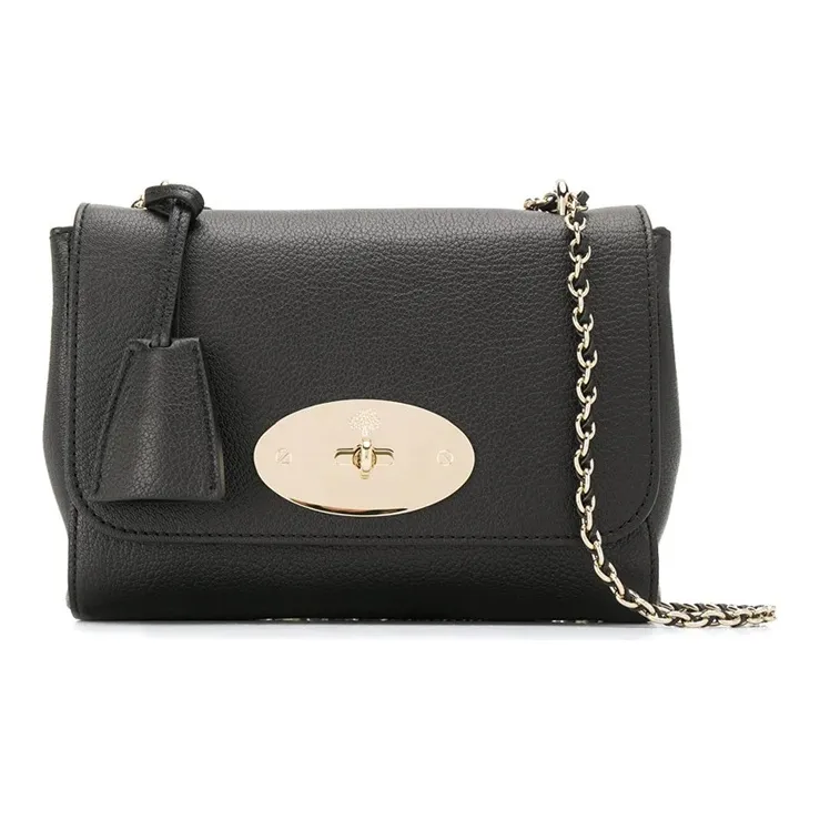Mulberry Lily Leather One Shoulder Handbags Medium Size Women's Black