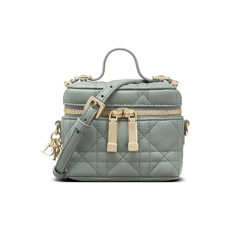 DIOR Lady Dior Lambskin Lady Dior Bag, Box Bag, Shoulder Bag, Crossbody Bag, Handbag, Makeup Bag Micro Women's Gray