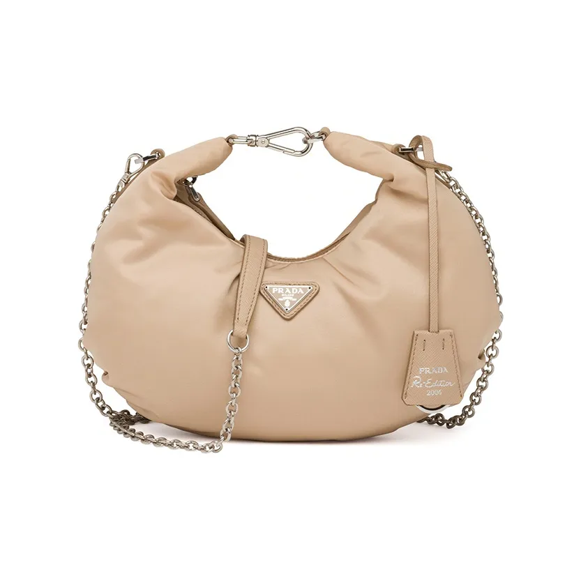 PRADA Nylon Fabric Crossbody Handbag Women's Cameo Brown Beige