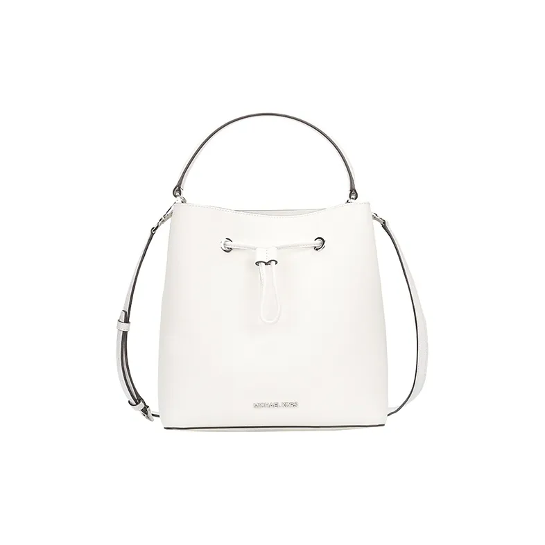 MICHAEL KORS Suri Cow Leather Bucket Bag, One Shoulder Handbag Tubas Women's Pure White