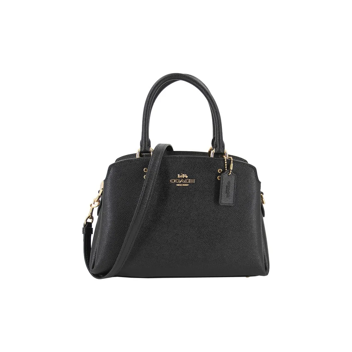 COACH Lillie Cross Stitch Leather Laptop Bags Briefcase Shoulder Bag Crossbody Bag Handbag Small Size Women's Black