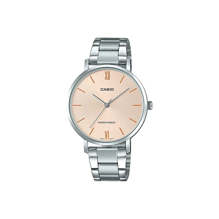 CASIO Standard Series DRESS Collection Кварцевый механизм Кожаный ремешок Часы Женские Золотистый циферблат