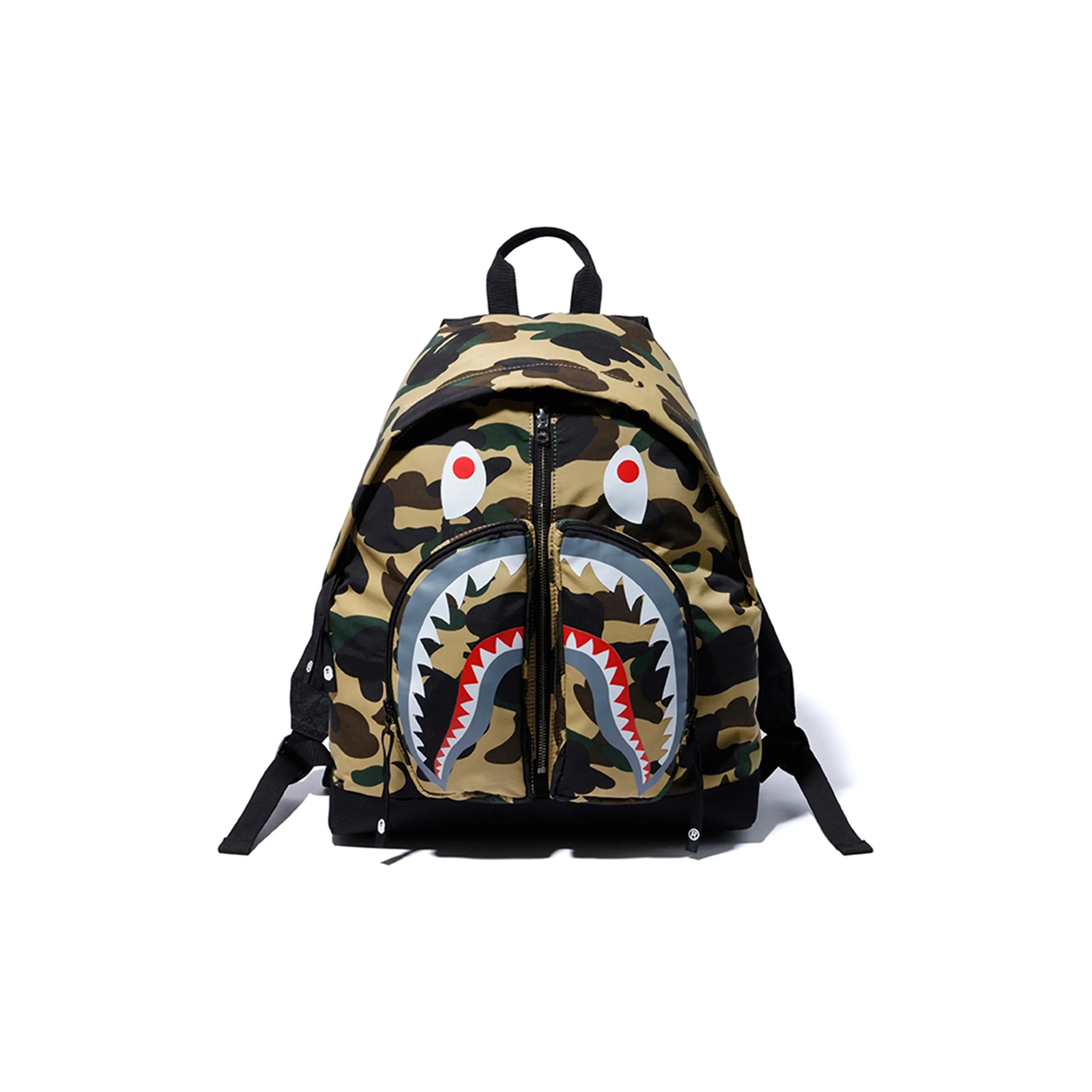 Big Fish backpack Bianco Nylon Fabric Backpack Regular Unisex Camouflage Yellow