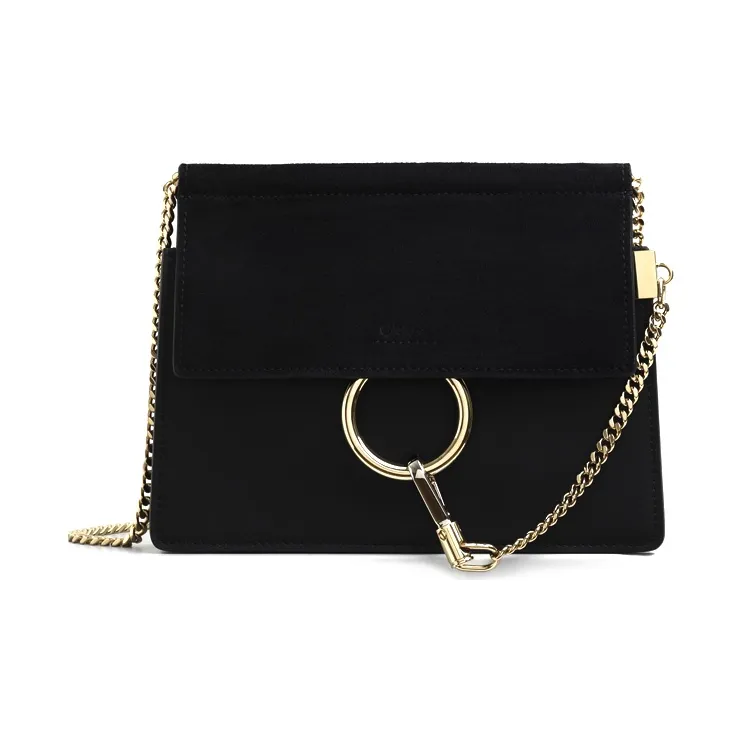 Chloe Cow Leather Chain Bag, Crossbody Bag, Shoulder Bag Women's Black