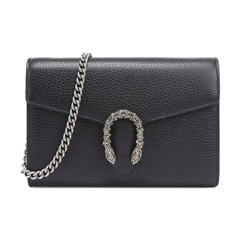 GUCCI Dionysus Leather Wallet Crossbody Bag Shoulder Bag Women's Black