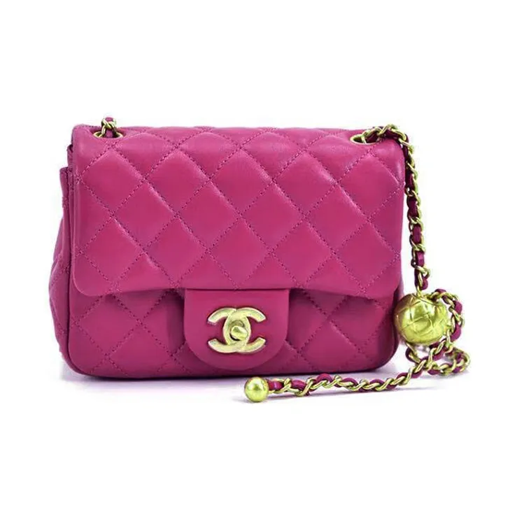 CHANEL Classic Flap CF Diamond Pattern Lambskin Shoulder Bag, Crossbody Bag Women's Purple