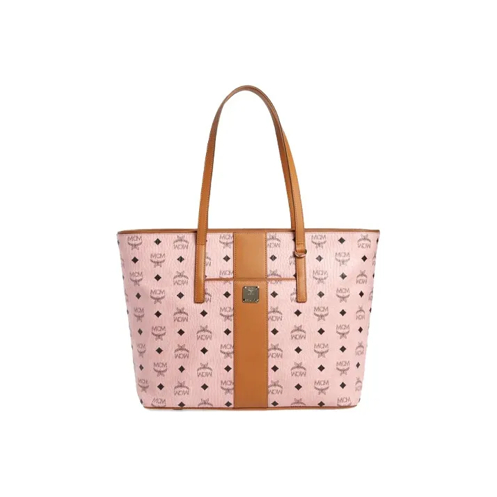 MCM Anya Visetos Shopper Tote Medium Pink