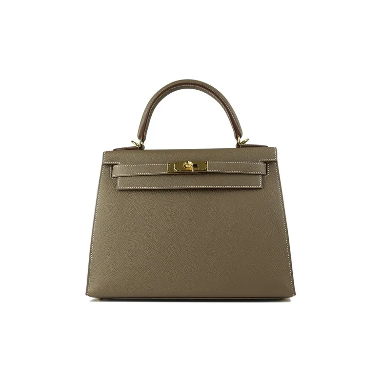 HERMES Kelly Epsom Leather Kelly Bag Handbag Regular Women's 18 Etoupe Elephant Gray