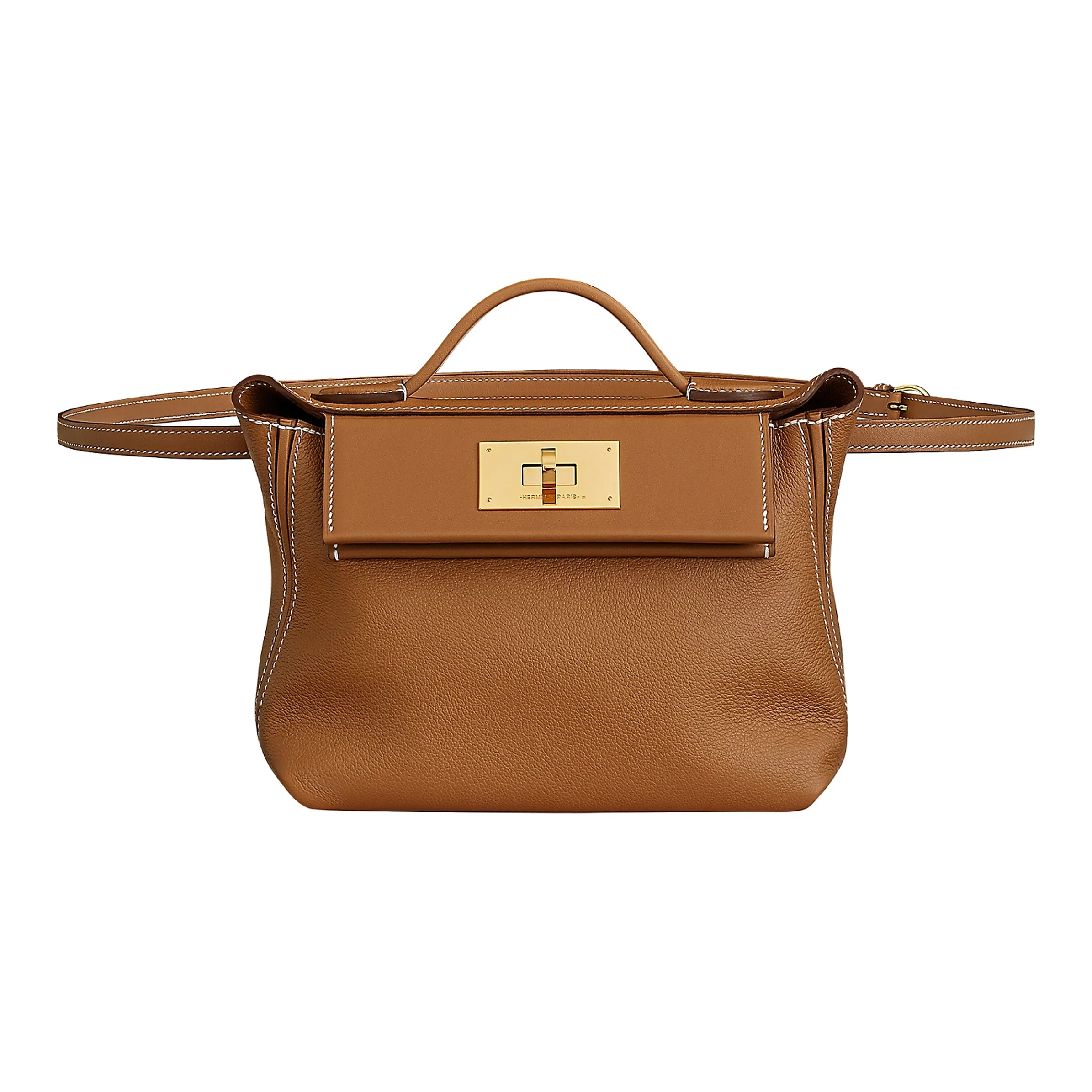 HERMES 24/24 Evercolor With Swift Calfskin Fanny Pack Shoulder Bag Crossbody Bag Handbag Mini Women's Gold