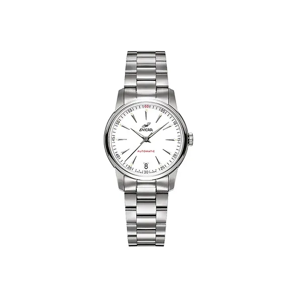 ENICAR Mechanical Movement Men's Watches Watch 42mm White Dial Stainless Steel Case Steel Strap