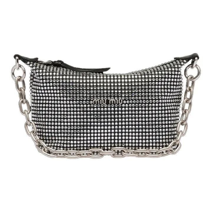 MIU MIU Satin One Shoulder Handbags Women's Black