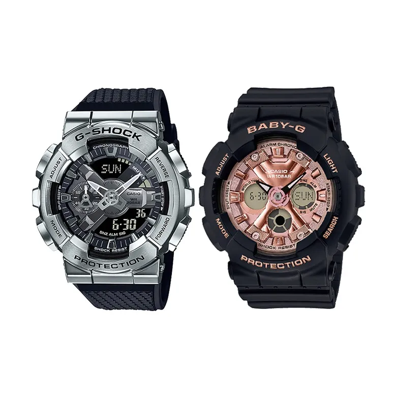 CASIO Парные часы Коллекция GM BA Металл Мини Cannon Единорог Кварцевый механизм Смола Ремешок Часы Унисекс Черный Циферблат