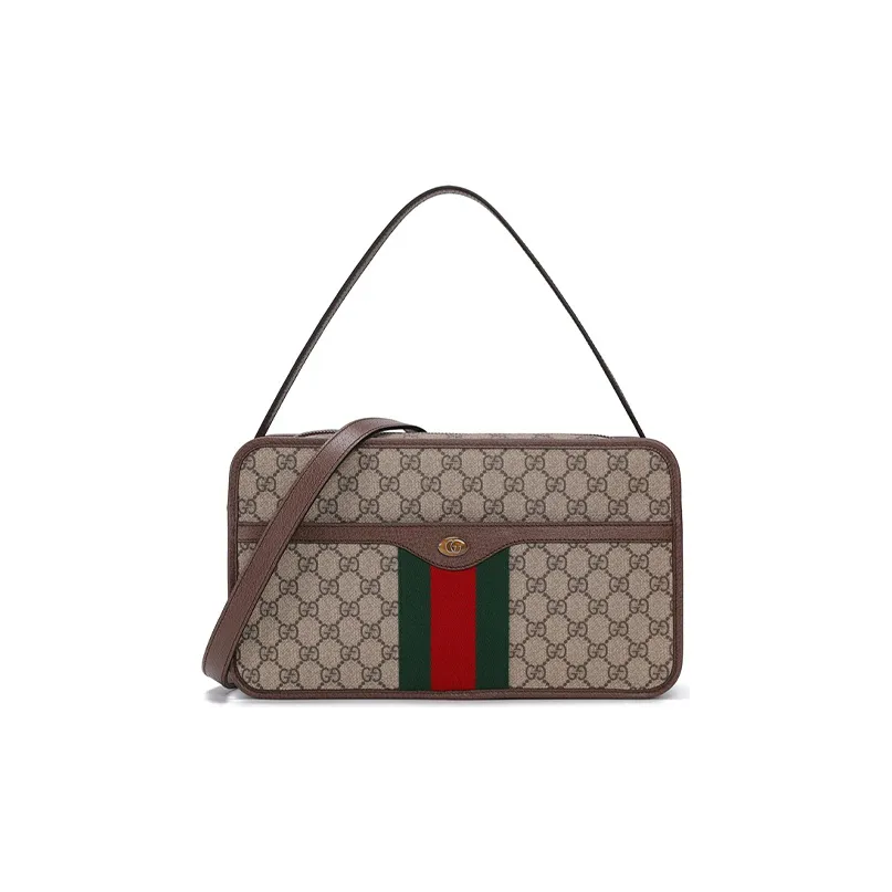 GUCCI Canvas With Leather Portable Crossbody Bag, Shoulder Bag Unisex