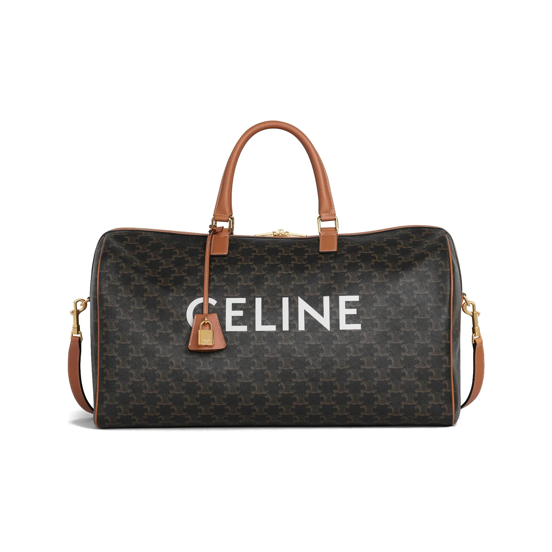 CELINE Polyurethane Travel Bag, Shoulder Bag, Crossbody Bag, Handbag Unisex Tawny
