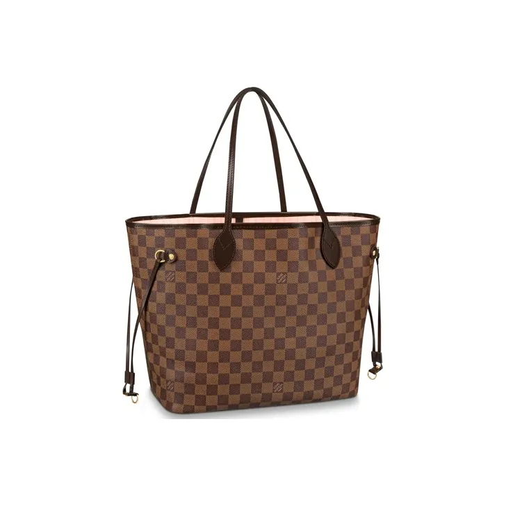 LOUIS VUITTON Neverfull Damier Ebene Mm Rose Ballerina Lining
