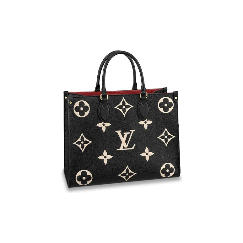 LOUIS VUITTON ONTHEGO Cow Leather Jungle Bag Tote Bag Shopping Bag Shoulder Bag Handbag Medium Size Women's Black