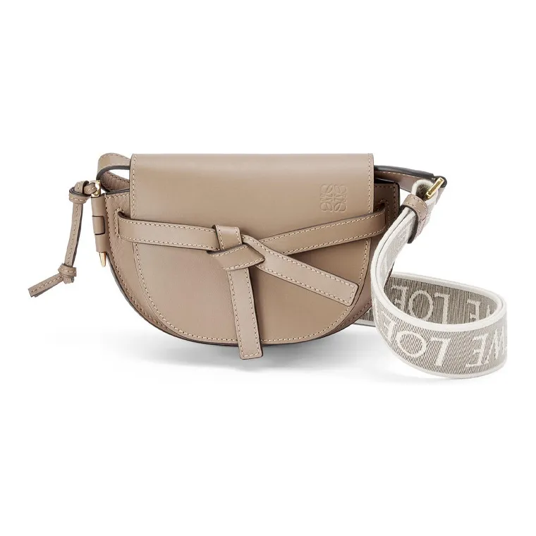 LOEWE Gate Soft Cow Leather Saddle Bag Bowknot Shoulder Bag Crossbody Bag Mini Women's Sand