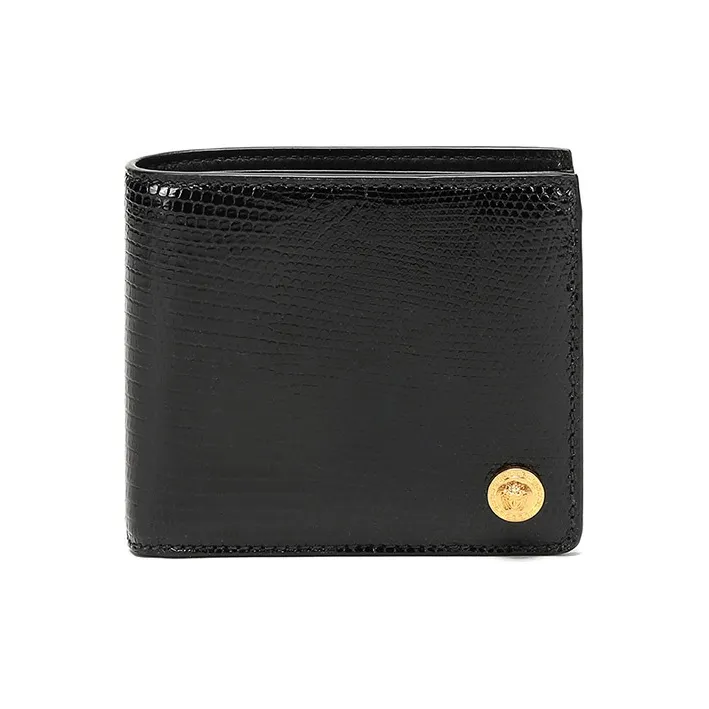 VERSACE Leather Money Clip Coin Purses Wallets Men's Black