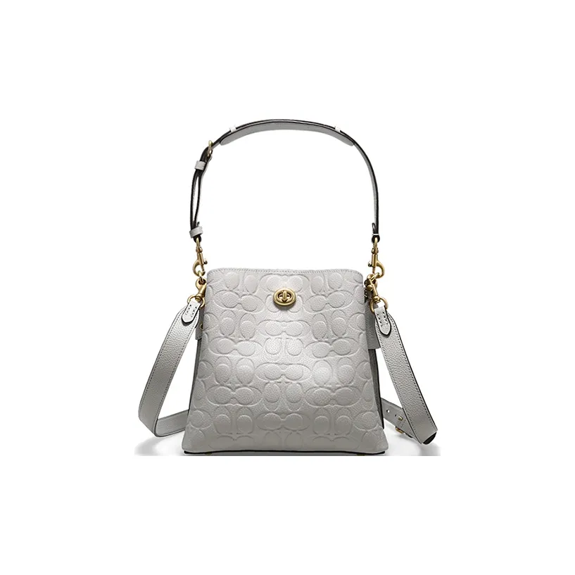 COACH Willow Зернистая кожа личи кожа ведрообразная сумка сумка сумка через плечо маленькая женская голубино-серый