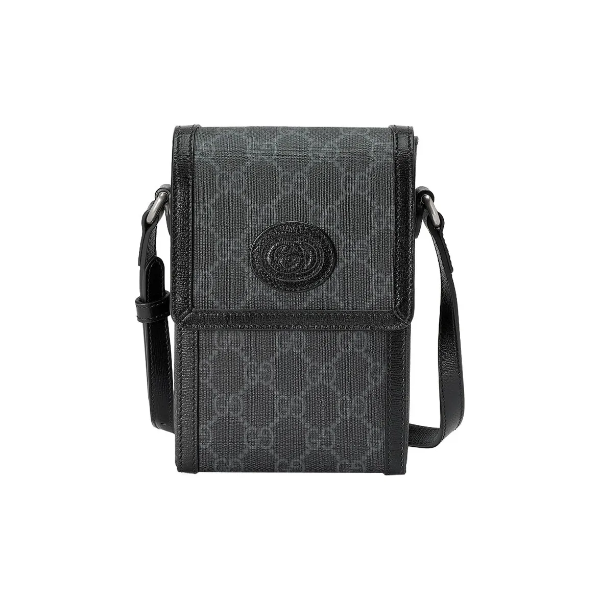 GUCCI GG Retro Series Canvas Patchwork Leather Shoulder Bag, Crossbody Bag, Cell Phone Pouch Mini Men's Black