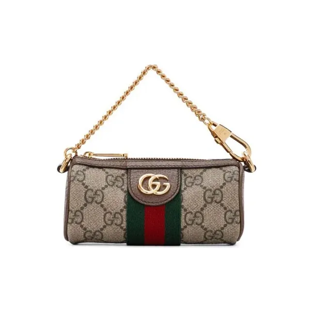 GUCCI Ophidia Canvas With Leather Handbags Cylinder Bag Coin Purses Regular Women's Ebony