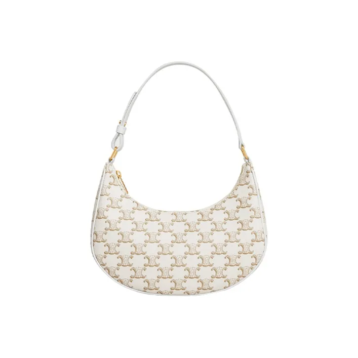 CELINE TriompheAVA Canvas With Leather Shoulder Bag, Handbag Regular Women's White