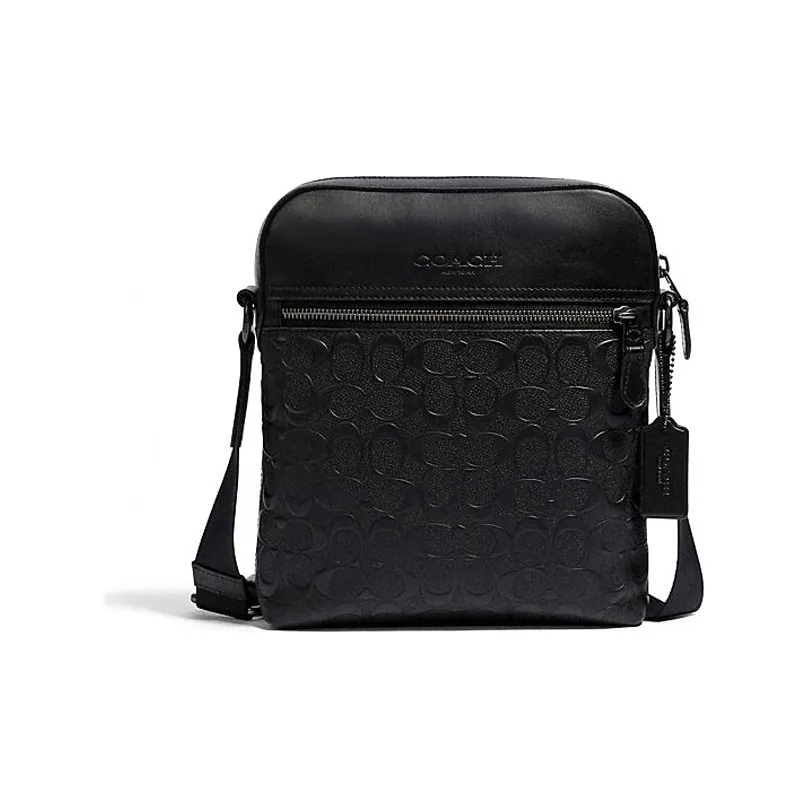 COACH Houston Cow Leather Flight Bag, Shoulder Bag, Crossbody Bag Medium Size Men's Black