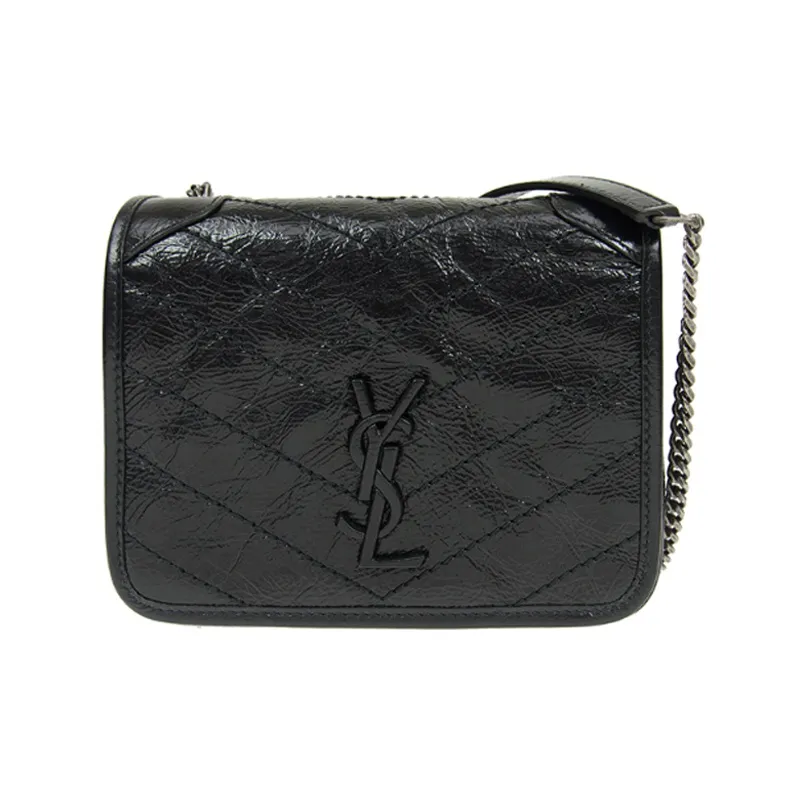 SAINT LAURENT Niki Cow Leather Chain Wallet, Crossbody Bag, Shoulder Bag Women's Black