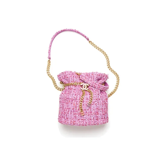 CHANEL Woolen Bucket Bag, Handbag, Shoulder Bag, Crossbody Bag Women's Pink
